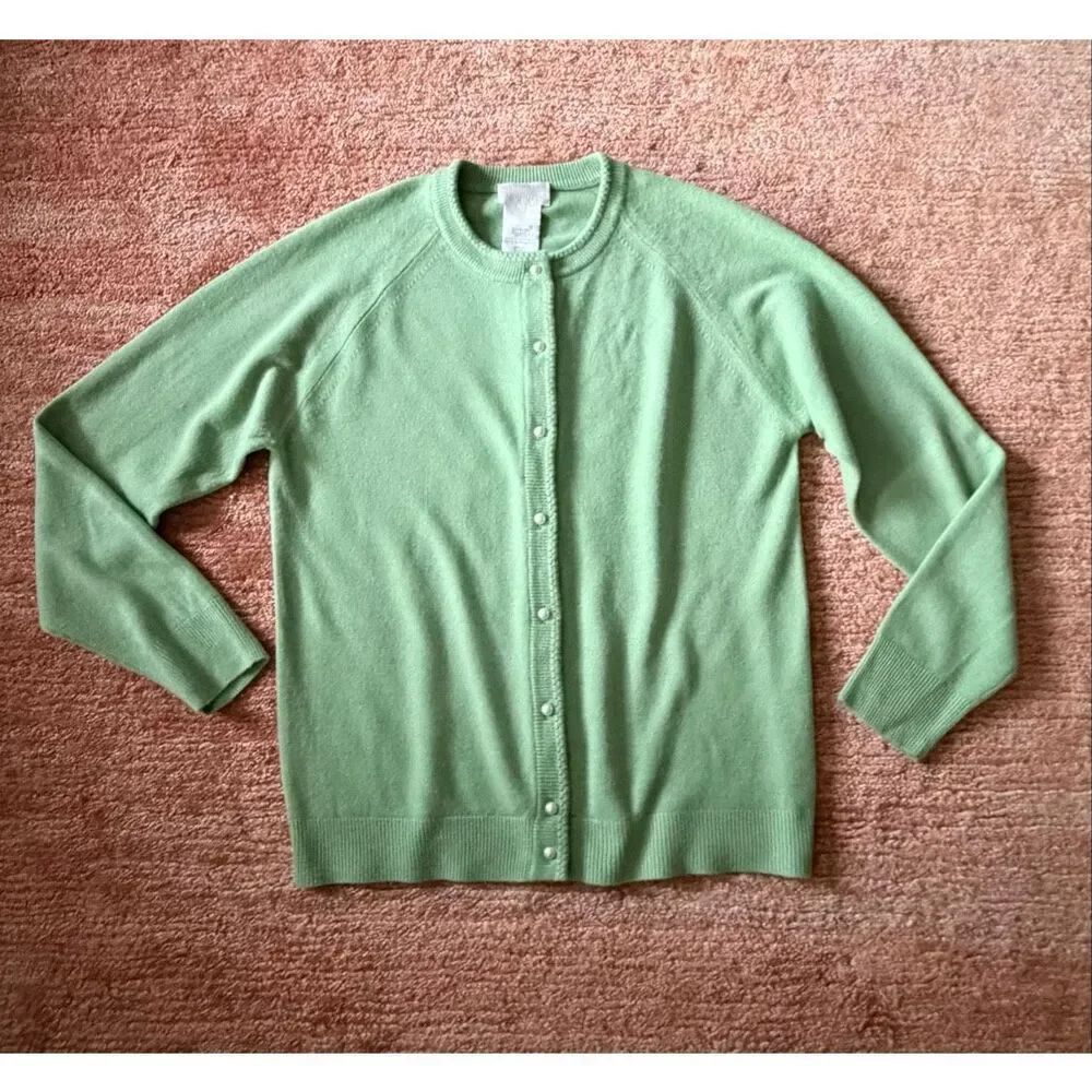 Designers Originals Green Pearl Button Cardigan Sweater Size S